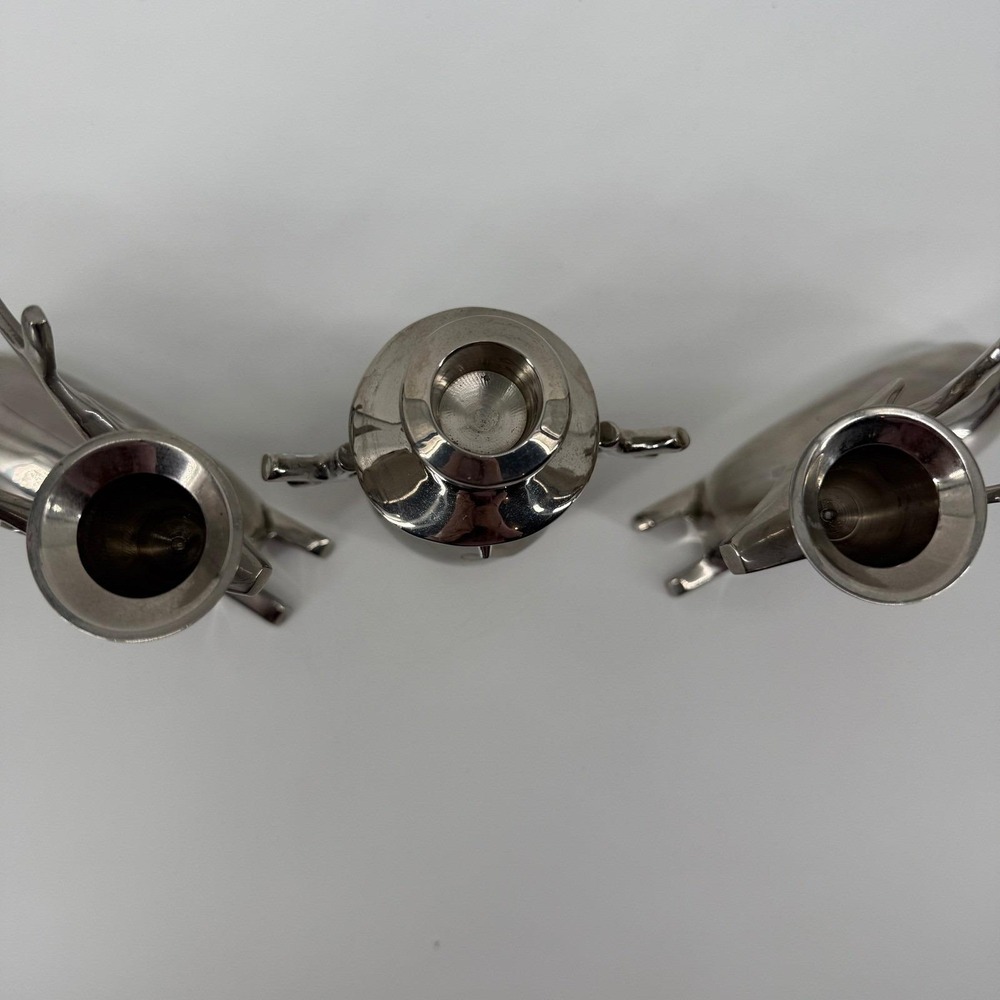 Set of 3 Silver Metal Reindeer & Snowman Candle Holders Modern Christmas Decor - Picture 10 of 13